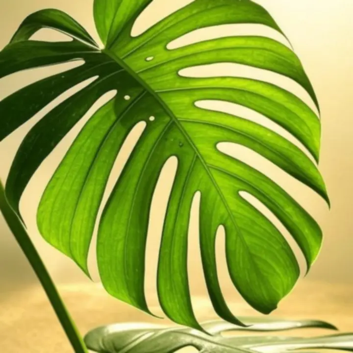 Detal liścia monstery deliciosa z charakterystycznymi dziurami