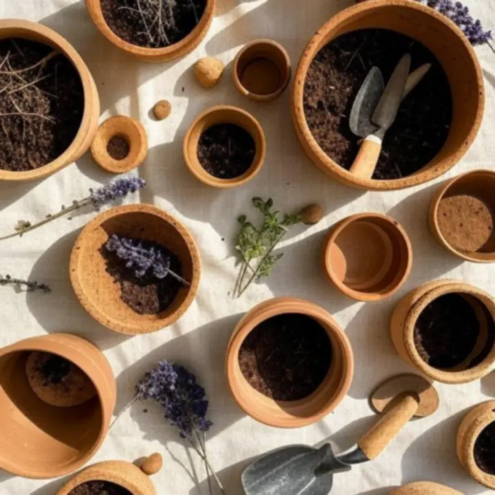 Ekologiczne donice wykonane z recyclowanych materiałów i naturalnego korka