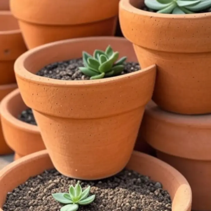 Klasyczne donice terakotowe w ciepłych, ziemistych odcieniach