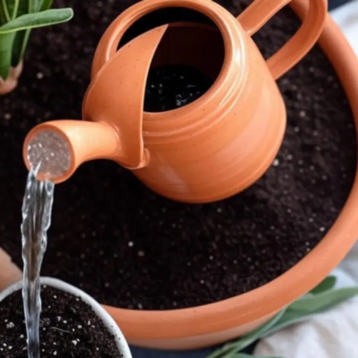 Technika podlewania roślin - wilgotna ziemia w doniczce